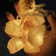 Himalayan Salt Battery Operated String Lights 1 Illuminated in the evening
