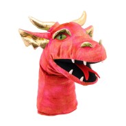 Large Red & Gold Dragons Head Hand Puppet 2 