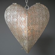 Large Hanging Silver Heart Tealight Holder (6787) 2 