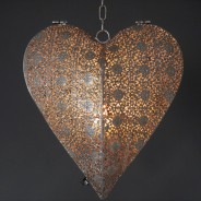 Large Hanging Silver Heart Tealight Holder (6787) 1 