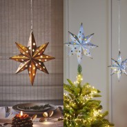 Luxury Hanging or Treetop Christmas Stars in Gold or White 4 Available in distressed gold or white
