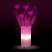 Pink Love Heart LED Candle Projector - Battery or USB 3 