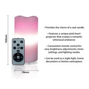 Pink Love Heart LED Candle Projector - Battery or USB 7 