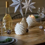LED Flicker Flame Pinecone Candle in White or Brown Gold 6 