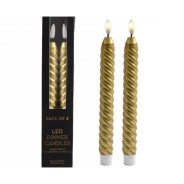 Packs of 2 LED Twist Dinner Candles in Gold or Silver 4 
