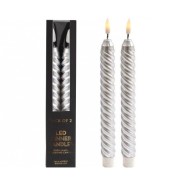Packs of 2 LED Twist Dinner Candles in Gold or Silver 3 