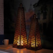 Battery Operated Outdoor Moroccan style Pyramid Lamps 2 
