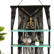 Macrame Black & Turquoise Hanging Shelves 1 