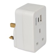 Plug Through UK Mains Adaptor with USB A and PD fast charging USB C Port 4 