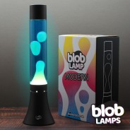 MODERN Blob Lamp  - Black Lava Lamp 14.5" - White/Blue 5 
