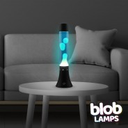 MODERN Blob Lamp  - Black Lava Lamp 14.5" - White/Blue 2 