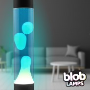 MODERN Blob Lamp  - Black Lava Lamp 14.5" - White/Blue 3 