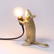 Seletti Gold Mouse Lamp 12 Standing