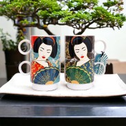 Large Geisha Stacking Mugs 1 