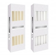 White & Ivory Taper Dinner Candles - 10 Pack 2 Ivory & White Candles