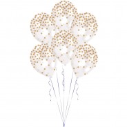 Printed Confetti Balloons (6 pack)  3 Gold