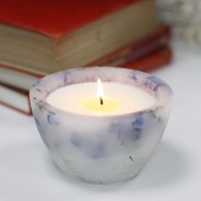 Real Flower & Soy Wax Hurricane Candles 1 Lavender Fields Bowl