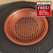 Rotunda 3 in 1 Fire Pit with BBQ Grills and Copper Effect Bowl 9 