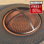 Rotunda 3 in 1 Fire Pit with BBQ Grills and Copper Effect Bowl 3 