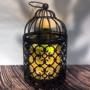 Rust Effect Lanterns With Crooks (Twin Pack) 3890 1 Pictured with small LED flameless candle (not included)