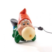 Gummy Bubble Blowing Gnome Lamps by Seletti 4 Dreaming - Red hat, natural bubble, unlit