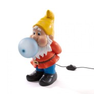Gummy Bubble Blowing Gnome Lamps by Seletti 7 Snooping - Yellow hat, blue bubble, unlit