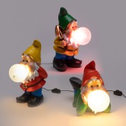 Gummy Bubble Blowing Gnome Lamps by Seletti 1 All 3 lamps illuminated
