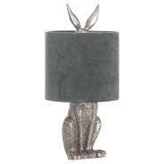 Hare Table Lamp in Silver with Grey Velvet Shade 2 