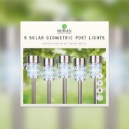 Solar Geometric Post Lights - 5 Pack 2 