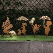 Fairy Silhouette with Solar LED Toadstool Garden Stake 2 Available in 4 designs