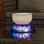 Solar & USB Party Festival Light & String Light 3 Lantern opened into bowl, with stringlights lit