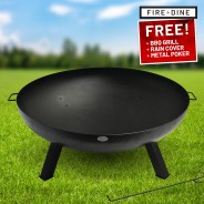 St Louis Fire Pit & BBQ Grill With Rain Cover by Fire & Dine  7 