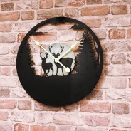 Stag Silhouette Glowing Moon Wall Clock 2 