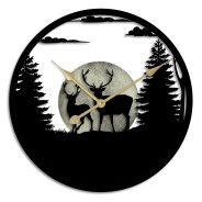 Stag Silhouette Glowing Moon Wall Clock 3 