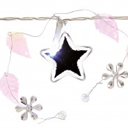 Star and Leaf Battery Operated Garland 2 Deep blue glitter