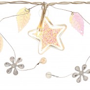 Star and Leaf Battery Operated Garland 3 Clear glitter