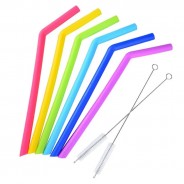 Neon Silicone Straws (6 pack) 1 