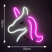 Unicorn & Heart USB Wall Lights in Hot Pink Neon  2 