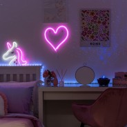 Unicorn & Heart USB Wall Lights in Hot Pink Neon  1 