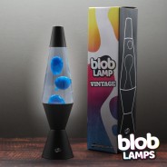 VINTAGE Blob Lamp -  Matt Black Lava Lamp 14.5" - Blue/Clear 5 