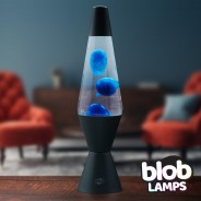 VINTAGE Blob Lamp -  Matt Black Lava Lamp 14.5" - Blue/Clear 3 