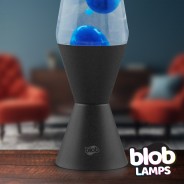 VINTAGE Blob Lamp -  Matt Black Lava Lamp 14.5" - Blue/Clear 4 