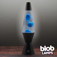 VINTAGE Blob Lamp -  Matt Black Lava Lamp 14.5" - Blue/Clear 6 