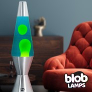 Blob Lamps Lava Lamp VINTAGE - Silver Base - Green/Blue 4 