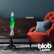 Blob Lamps Lava Lamp VINTAGE - Silver Base - Green/Blue 2 