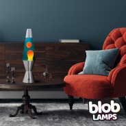 Blob Lamps Lava Lamp VINTAGE - Metal Base - Orange/Blue 3 