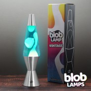 VINTAGE Blob Lamp - Metal Lava Lamp  14.5" - White/Blue 5 