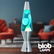 VINTAGE Blob Lamp - Metal Lava Lamp  14.5" - White/Blue 1 