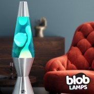 VINTAGE Blob Lamp - Metal Lava Lamp  14.5" - White/Blue 3 