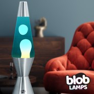 Blob Lamps Lava Lamp VINTAGE - Metal Base - White/Blue 2 